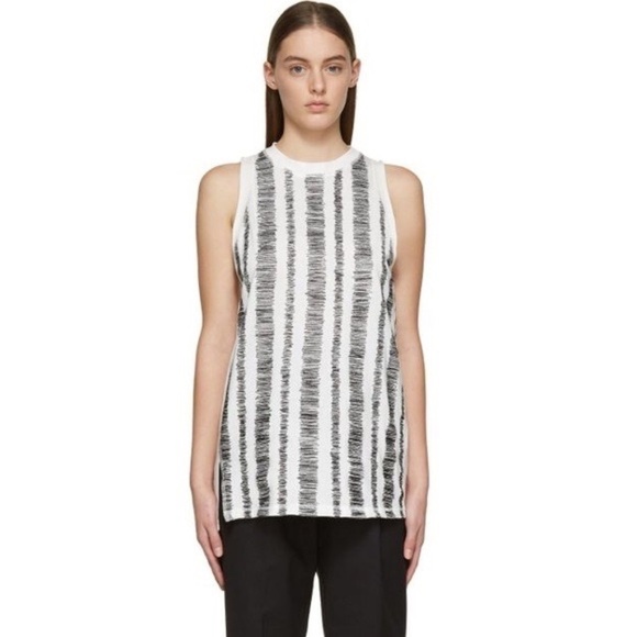 3. 1 PHILLIP LIM Scribble Stitch Embroidered Tank White Black Sleeveless Small - Picture 1 of 16